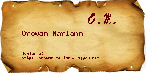Orowan Mariann névjegykártya